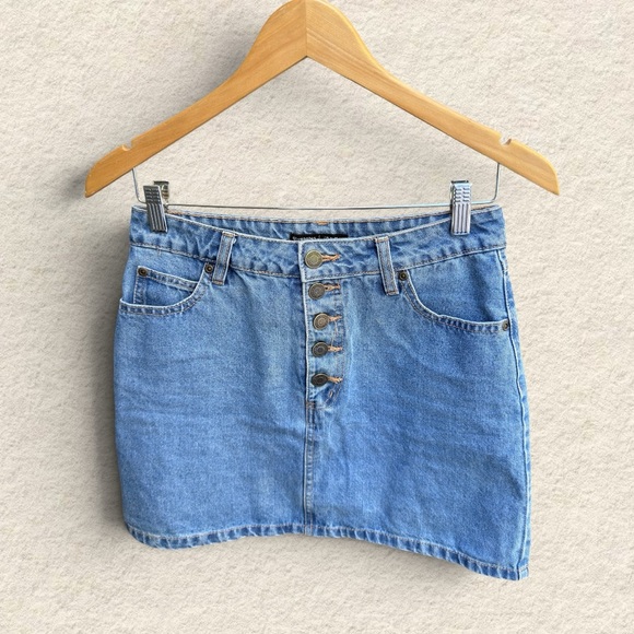 Bluenotes Dresses & Skirts - Bluenotes Light Blue Button-Front Denim Mini Skirt